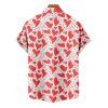 Allover Heart Print Valentine's Day Belted Mini Dress And Short Sleeve Shirt Matching Outfit - Blanc S | US 4