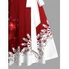 Christmas Ball Snowflake Print Belt Mini Dress And Faux Fur Panel Hooded Cape High Heeled Boots Bell Shape Earrings Outfit - Rouge foncé S | US 4