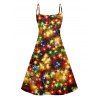 Shinny Colorful Star Print V Neck Spaghetti Strap Mini Dress And Short Sleeve Shirt Matching Outfit - multicolor S | US 4