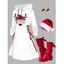 Christmas Hat Letters Pattern Lace Up Hooded Dress and Back Tie Mid-Calf Boots Fluffy Hat Cap Shape Earrings Outfit - Rouge S | US 4