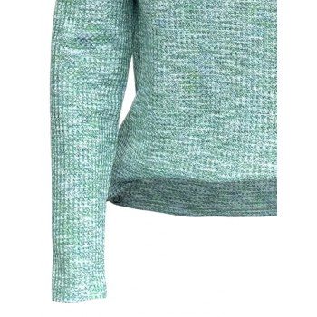 Marled V Neck Long Sleeve Button Decor Pullover Jacquard Top 