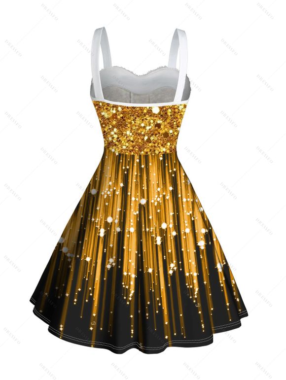 Mini Robe de Soirée Panneau en Fausse Fourrure à Paillettes à Volants - d'or S | US 4