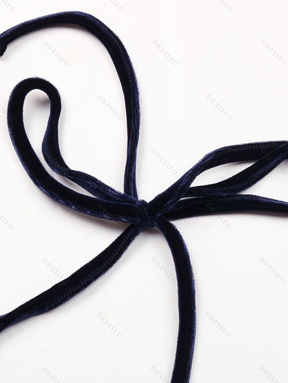 Mini Robe de Soirée en Velours à Col Plongeant à Dos Nu - Bleu de Minuit S | US 4