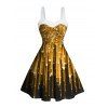 Mini Robe de Soirée Panneau en Fausse Fourrure à Paillettes à Volants - d'or XXXXXL | US 20