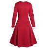 Christmas Panel Cut Out Crossover Pleated Knit Mini Dress And High Heeled Platforms Faux Fur Boots Elk Faux Pearl Earrings Outfit - Rouge S | US 4