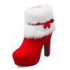 Christmas Panel Cut Out Crossover Pleated Knit Mini Dress And High Heeled Platforms Faux Fur Boots Elk Faux Pearl Earrings Outfit - Rouge S | US 4