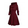 Hooded Cable Knit Arm Warmer Sweater Top Dress Set And Back Tie Mid-Calf Boots Christmas Wine Glass Drop Earrings Outfit - Rouge foncé S | US 4