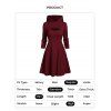 Hooded Cable Knit Arm Warmer Sweater Top Dress Set And Back Tie Mid-Calf Boots Christmas Wine Glass Drop Earrings Outfit - Rouge foncé S | US 4