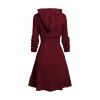 Hooded Cable Knit Arm Warmer Sweater Top Dress Set And Back Tie Mid-Calf Boots Christmas Wine Glass Drop Earrings Outfit - Rouge foncé S | US 4