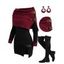 Contrast Color Open Shoulder Foldover Buckle Strap Knit Top And Round Toe Back Tie Mid-Calf Boots Plaid Earrings Outfit - Noir S | US 4