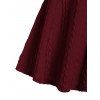 Hooded Cable Knit Arm Warmer Sweater Top Dress Set And Back Tie Mid-Calf Boots Christmas Wine Glass Drop Earrings Outfit - Rouge foncé S | US 4