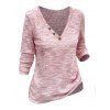 Pull-over Marbré Décoré de Bouton Manches Longues à Col V en Jacquard - Rose clair XL | US 10