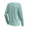 Pull-over Marbré Décoré de Bouton Manches Longues à Col V en Jacquard - Vert clair XXL | US 12