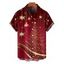 Chemise Arbre de Noël et Boule en Tissu Imprimé Boutonnée Manches Courtes à Col Relevé - Rouge foncé M