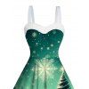 Mini Robe Flocon de Neige et Sapin de Noël Imprimé Panneau en Fausse Fourrure - Vert profond XXXXXL | US 20