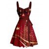 Mini Robe Ceinturée Sapin de Noël Imprimé - Rouge foncé S | US 4