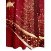 Mini Robe Ceinturée Sapin de Noël Imprimé - Rouge foncé S | US 4