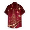 Christmas Tree Ball Star Allover Print Belted Mini Dress And Short Sleeve Button Up Shirt Matching Outfit - Rouge foncé S | US 4