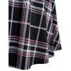 Plaid Print Off the Shoulder Turn Down Collar Cinched Shoulder Dress And Fleece-Lined Lace Up Snow Boots Drop Earrings Outfit - Noir S | US 4