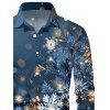 Chemise Décontractée Flocon de Neige et Lumière Imprimés Manches Longues à Col Relevé - Bleu de Minuit L