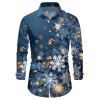 Christmas Snowflake Light Point Print Mini Dress and Turn Down Collar Casual Button-up Shirt Outfit - Bleu de Minuit S | US 4