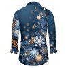 Christmas Snowflake Light Point Print Mini Dress and Turn Down Collar Casual Button-up Shirt Outfit - Bleu de Minuit S | US 4