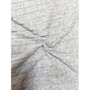 Irregular V-Neck Ribbed Fabric Buttons Decor Long-Sleeve Top 