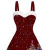 Mini Robe Arbre de Noël Brillant Imprimé avec Fausse Fourrure - Rouge foncé XXXXXL | US 20