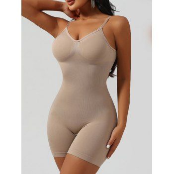 Solid Color Adjustable Strap Backless Shapewear Overall 