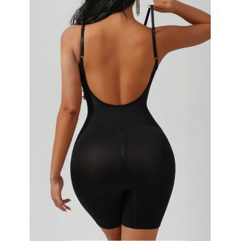 Solid Color Adjustable Strap Backless Shapewear Overall 