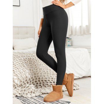 Solid Color Fleece-Lined Thermal Thickened Slim Fit Winter Leggings 