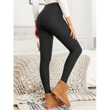 Solid Color Fleece-Lined Thermal Thickened Slim Fit Winter Leggings