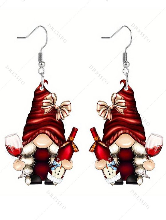 Christmas Galaxy Snowflake Print Sweetheart Neck Mini Dress And Faux Fur Warmth High Heeled Boots Gnome Wine Earrings Outfit - Rouge foncé S | US 4