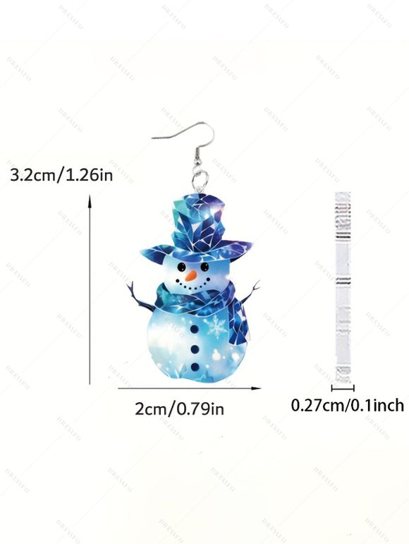 Christmas Ombre Snowflake Print Belted Midi Dress And Rhinestones Chunky Heels Ankle Boots Snowman Acrylic Drop Earrings Outfit - Bleu S | US 4
