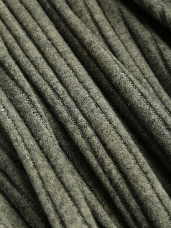 Rib Contrast Long Sleeve O Ring Belt 2 In 1 Knit Dress And Chunky Heel Lace Up Mid Calf Boots Rhinestone Moon Cat Star Pendant Chain Necklace Outfit - Vert profond S | US 4