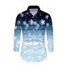 Christmas Snowflake Galaxy Ombre Print V Neck T-shirt And Long Sleeve Shirt Snowman Drop Earrings Set Couple Outfit - Bleu S | US 4