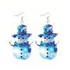 Christmas Ombre Snowflake Print Belted Midi Dress And Rhinestones Chunky Heels Ankle Boots Snowman Acrylic Drop Earrings Outfit - Bleu S | US 4