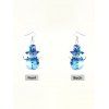 Christmas Snowflake Galaxy Ombre Print V Neck T-shirt And Long Sleeve Shirt Snowman Drop Earrings Set Couple Outfit - Bleu S | US 4