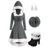 Lace Up Faux Fur Panel High Low Knit Hooded Dress And Warmth High Heel Boots Christmas Tree Drop Earrings Outfit - Gris S | US 4