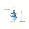 Christmas Ombre Snowflake Print Belted Midi Dress And Rhinestones Chunky Heels Ankle Boots Snowman Acrylic Drop Earrings Outfit - Bleu S | US 4