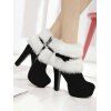 Lace Up Faux Fur Panel High Low Knit Hooded Dress And Warmth High Heel Boots Christmas Tree Drop Earrings Outfit - Gris S | US 4