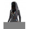 Haut à Capuche en Tricot Imprimé Jointif Tribal avec Boucle à Manches Longues - Gris L | US 8-10
