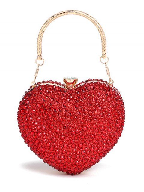Sac à Bandoulière de Soirée Elégant à Bandoulière en Forme de Cœur en Acrylique avec Strass