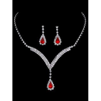 Rhinestone Necklace Earrings Ring Bracelet Bag Evening Clutch Five-Piece Luxury Set