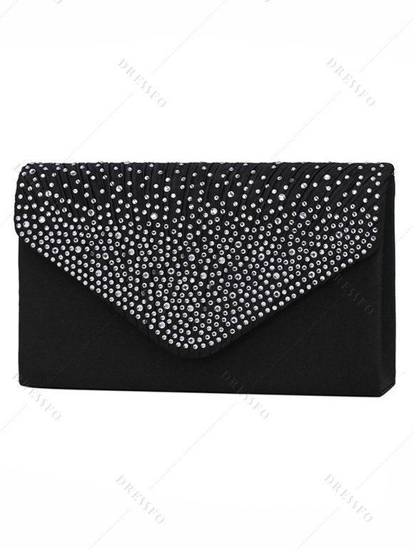 Ensemble de Boucles D'Oreilles et de Collier Goutte de Larme à Frange en Satin Trois Pièces - Noir 