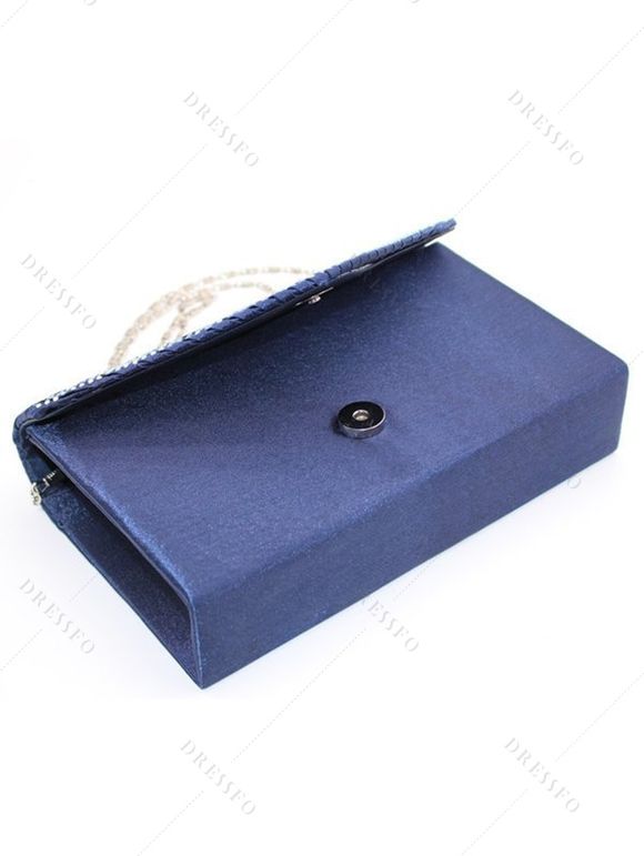 Sac à Main Pochette de Soirée Carré Elégant avec Strass - Bleu 
