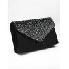 Sac à Main Pochette de Soirée Carré Elégant avec Strass - Noir 