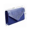 Sac à Main Pochette de Soirée Carré Elégant avec Strass - Bleu 