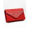 Sac à Main Pochette de Soirée Carré Elégant avec Strass - Rouge 