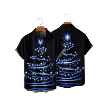 Christmas Snowflake Print Belted Mini Dress And Short Sleeve Button Up Dress Matching Outfit